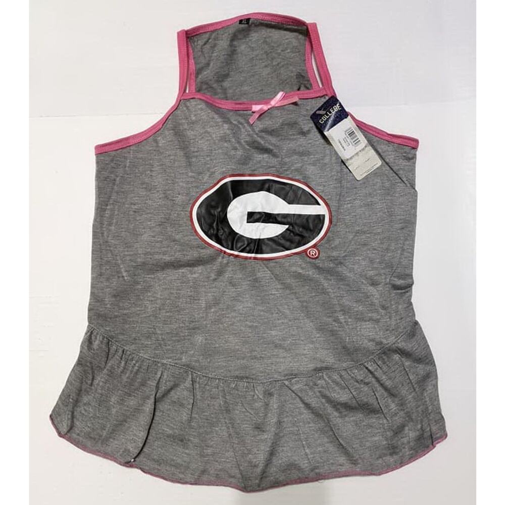 Size XL University Georgia Bulldogs NCAA Dog Puppy Gray Pink Dress Sports Game